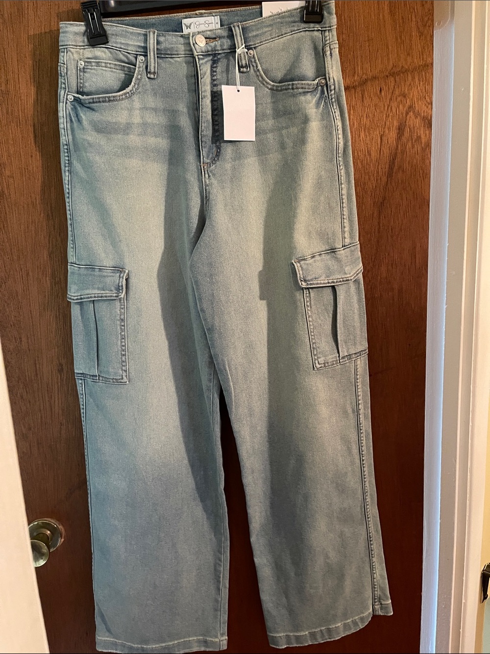 Brand New Jessica Simpson Light Blue Relaxed Cargo Jeans women's size 8